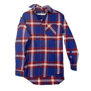 Original Use button shirt Women's Longline Distressed Flannel Size XS